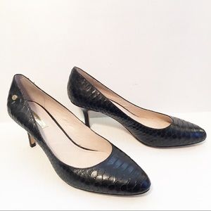 Louise et Cie Black Crocodile Print Leather Pumps